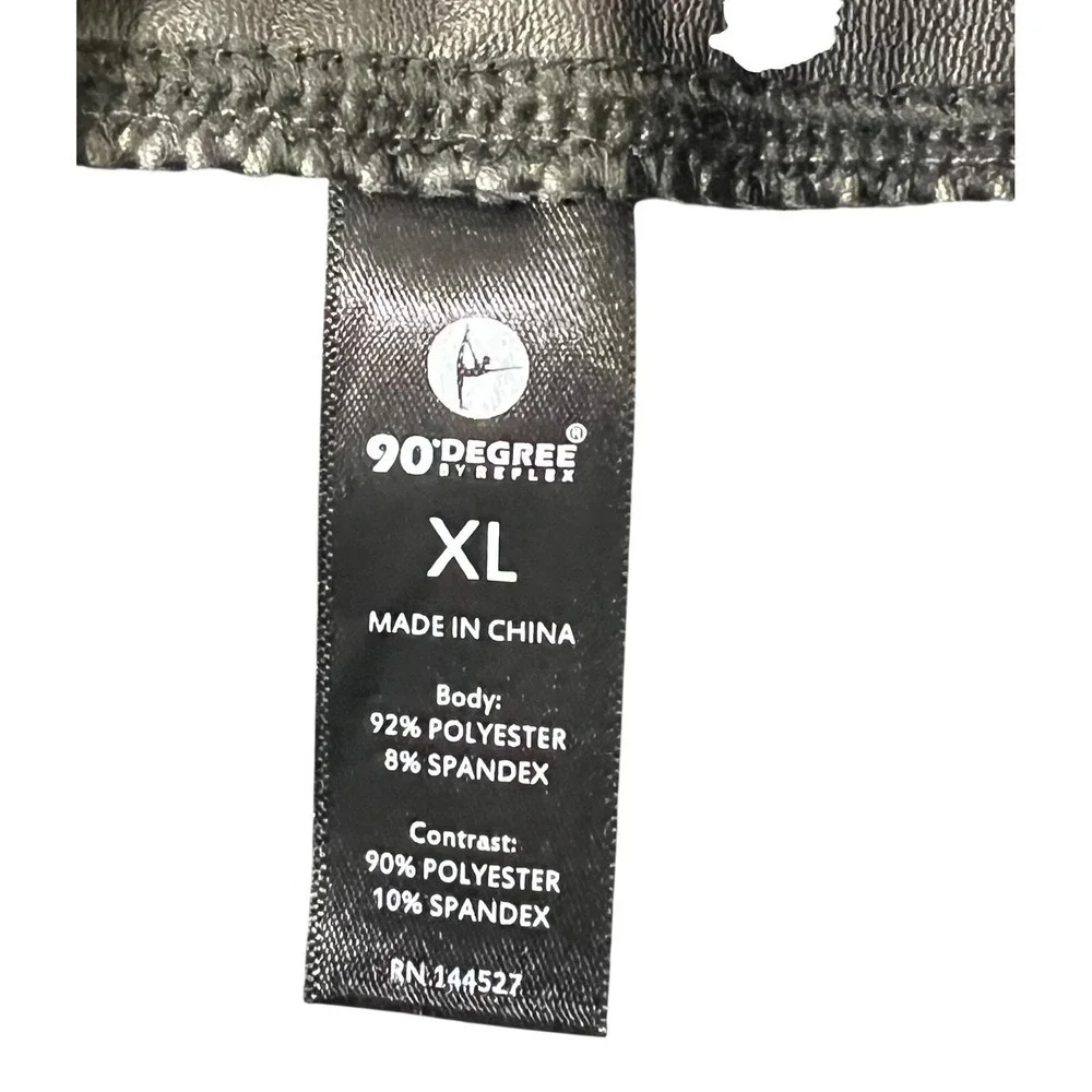 90 Degree by Reflex Women's Leatherette Super Hi Rise Ankle Length Leggings‎ XL - Picture 5 of 6